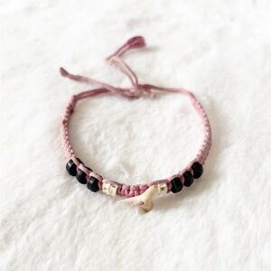 5/$25 🩷 Pink and Black Beaded Authentic Shark Tooth Bracelet/Anklet